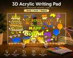 BELORA™ GlowBoard Pro | 3D LED Acrylic Writing Pad with USB Light & Rewritable Message Board