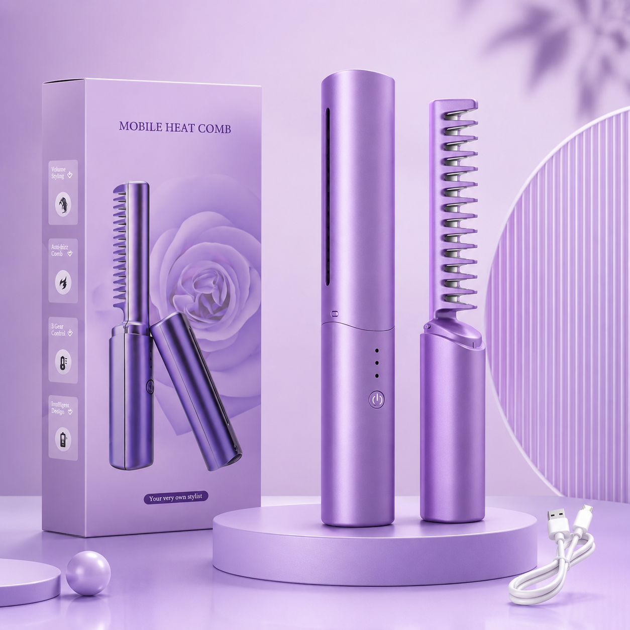 Wireless Hot Comb Straightening Brush