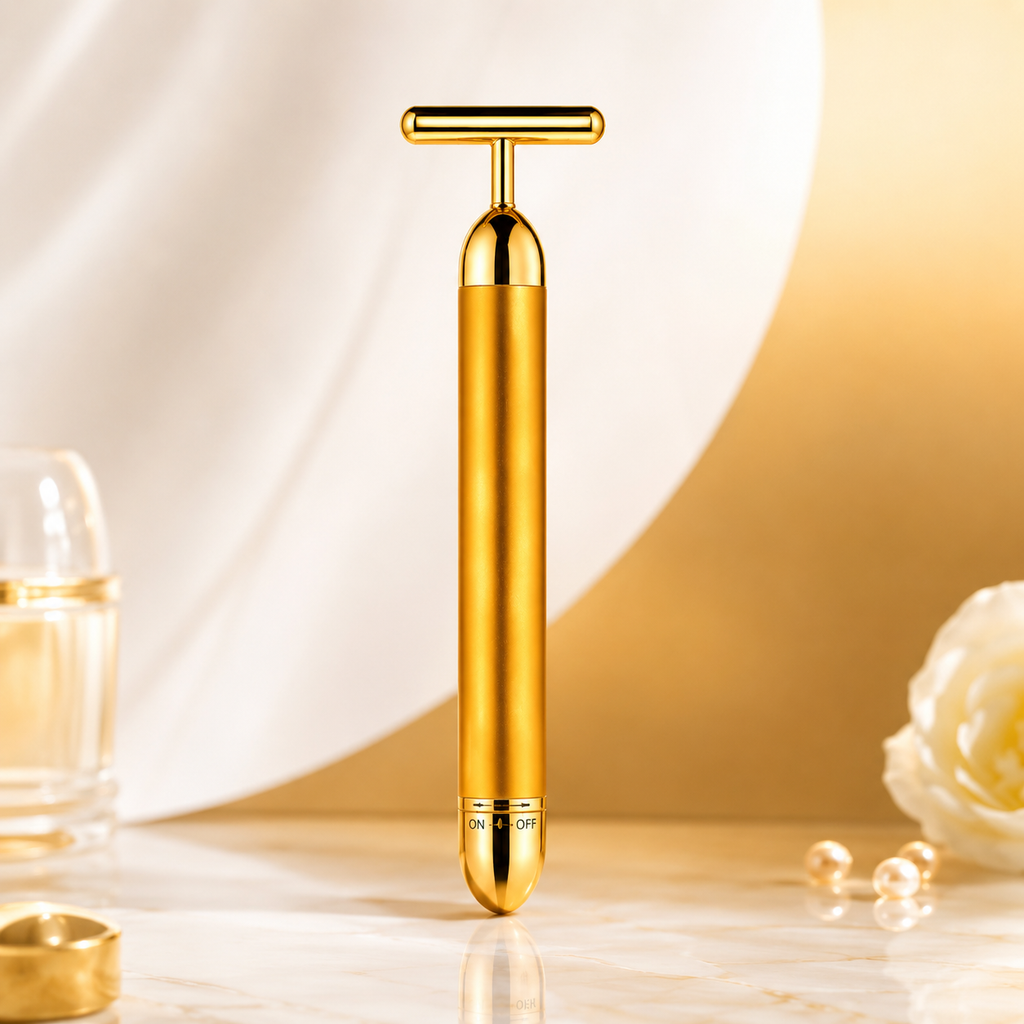 24K Gold Energy Beauty Bar™ – Electric Facial Massage Roller for Face, Neck & Head