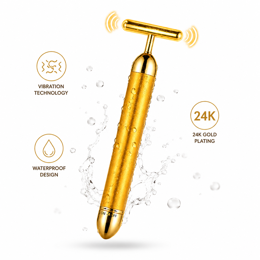 24K Gold Energy Beauty Bar™ – Electric Facial Massage Roller for Face, Neck & Head
