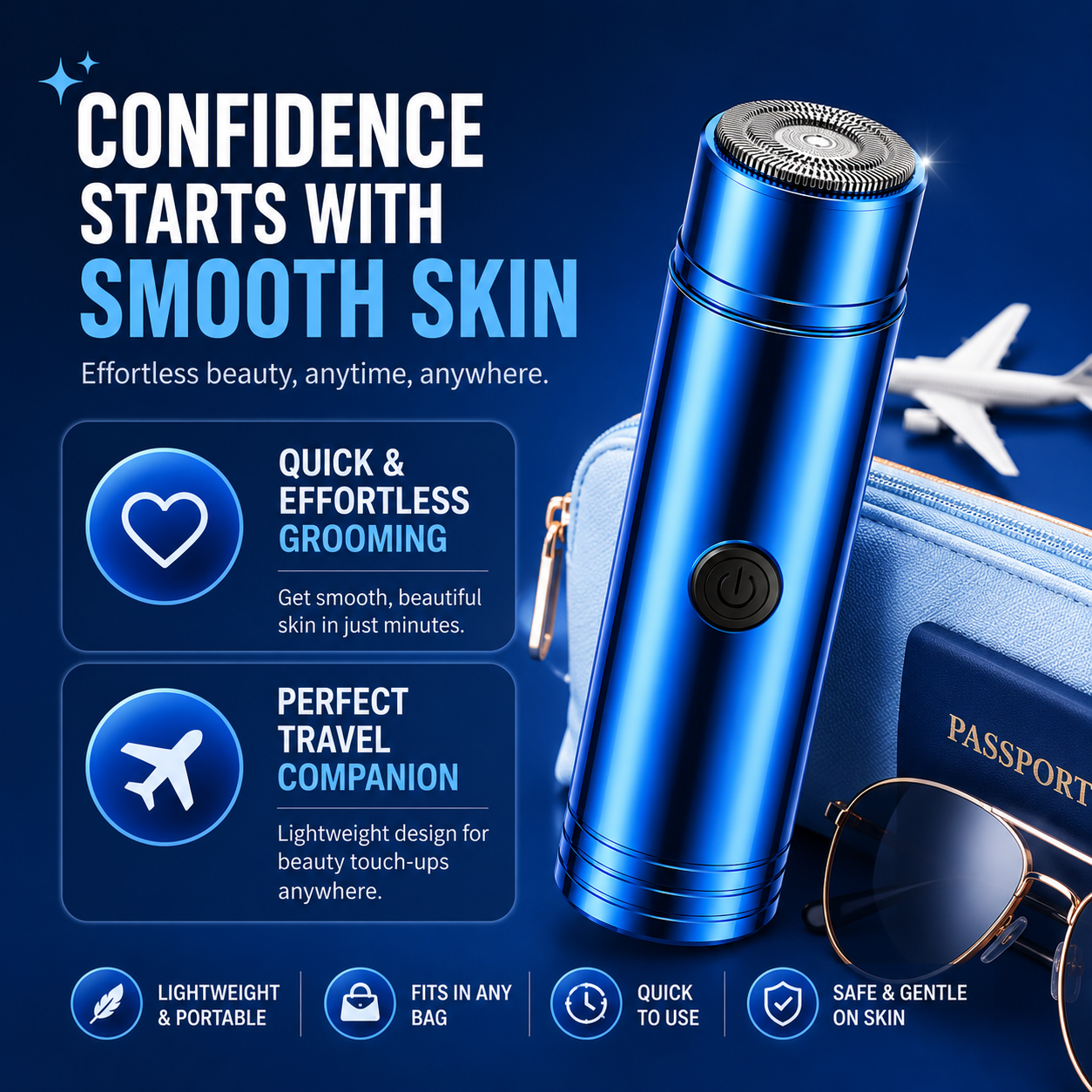 BELORA Mini Electric Shaver – Pocket Size Waterproof Shaver for Men & Women