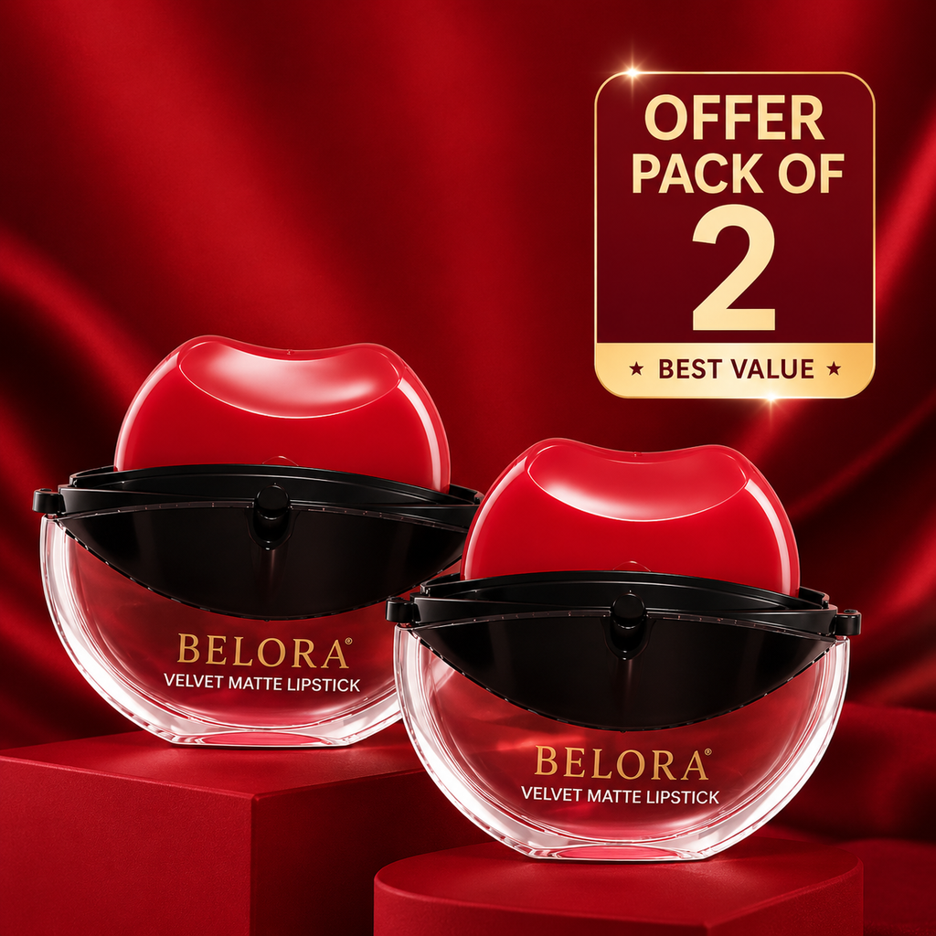 BELORA Velvet Matte Lipstick Duo – Waterproof, Non-Stick Cup & Long-Lasting Color (Pack of 2)