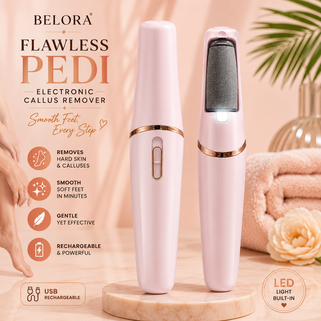 BELORA Flawless Pedi Electronic Callus Remover – Rechargeable Foot File for Smooth & Soft Feet