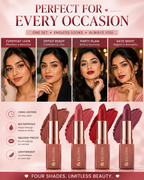 BELORA Velvet Matte Lipstick Collection – Long Lasting Waterproof Lip Colors (Pack of 4)
