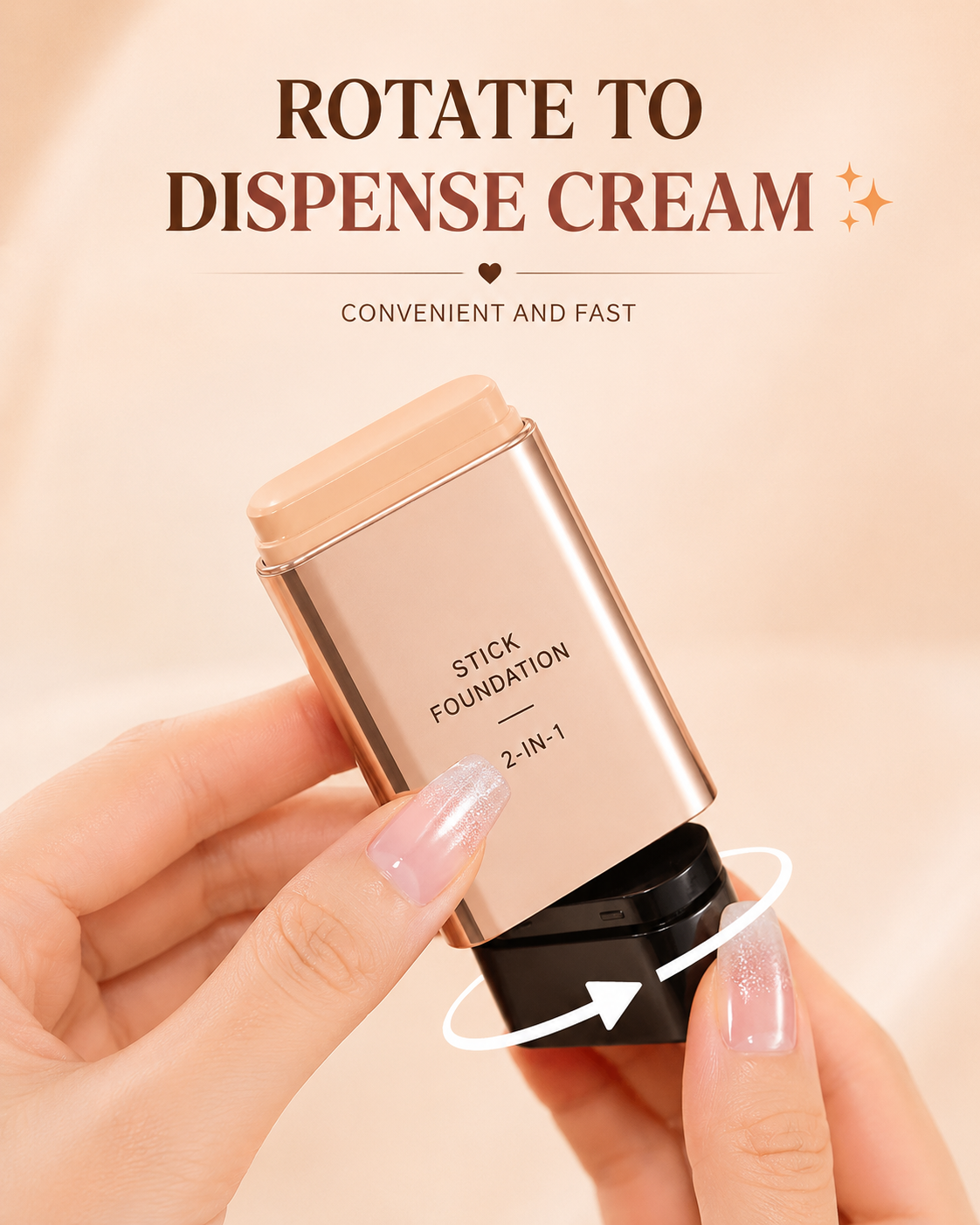 Korean 2-in-1 Glass Skin Foundation Stick with Built-In Brush