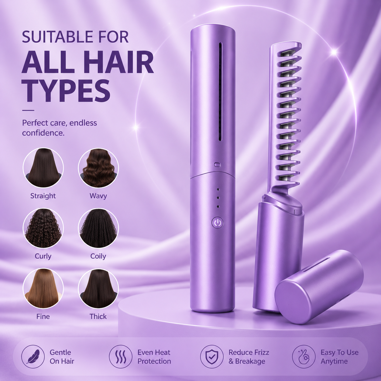 Wireless Hot Comb Straightening Brush