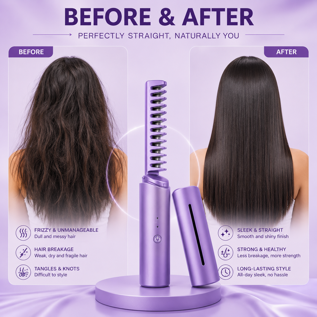 Wireless Hot Comb Straightening Brush