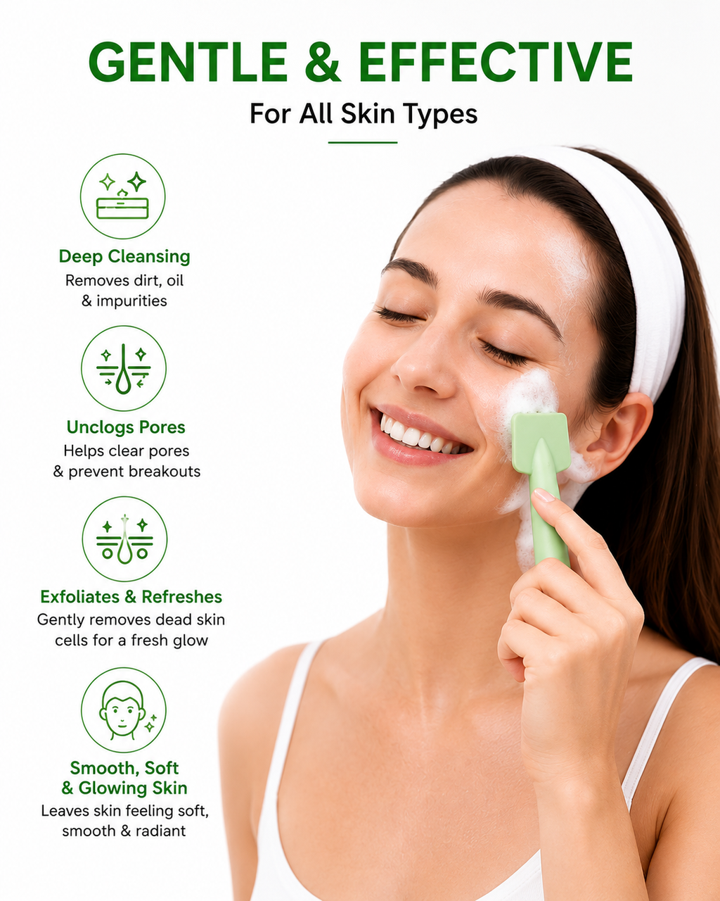 Double Headed Face Cleansing Brush – Deep Pore Cleansing, Exfoliating & Blackhead Removal Tool (Pack of 2)