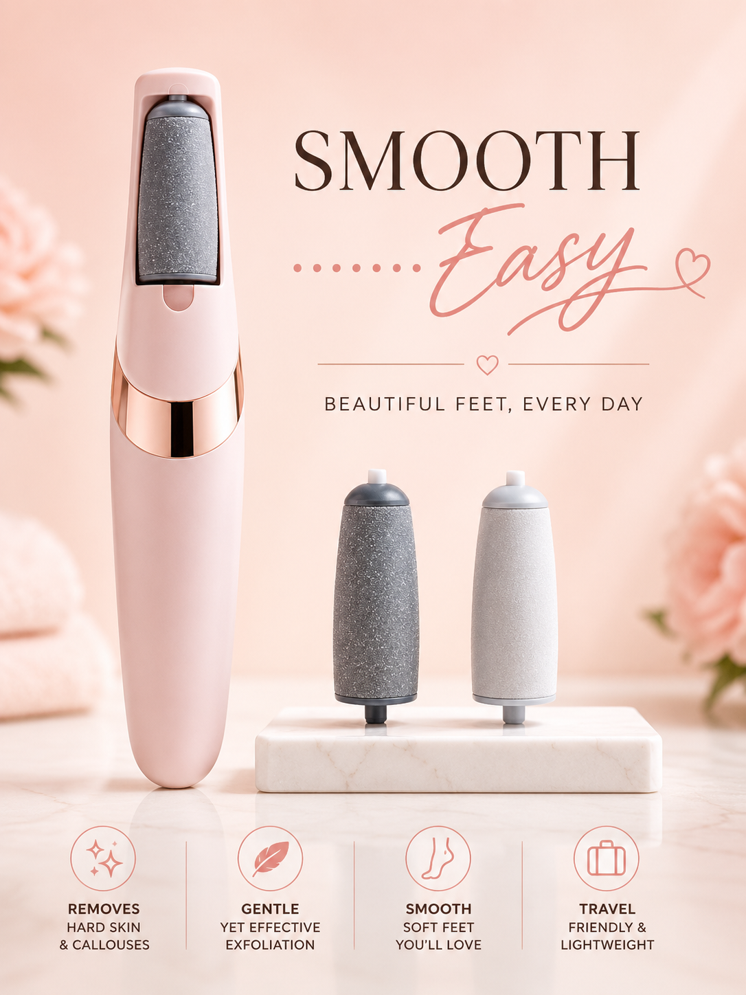 BELORA Flawless Pedi Electronic Callus Remover – Rechargeable Foot File for Smooth & Soft Feet