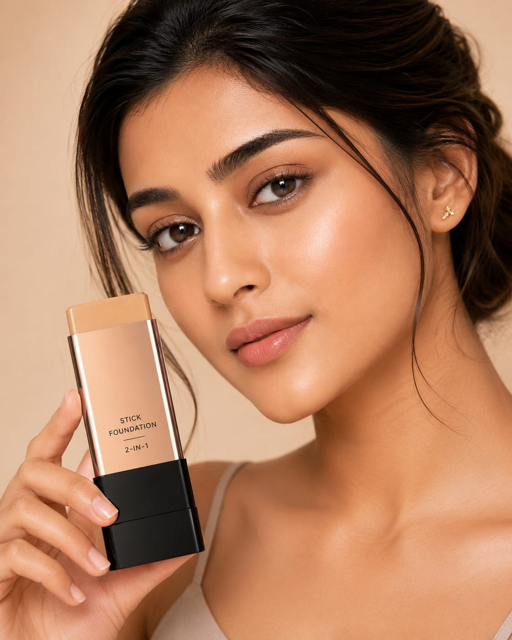 Korean 2-in-1 Glass Skin Foundation Stick with Built-In Brush